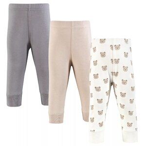 Hudson Baby 100% Super Soft Cotton Pants Leggings 3 pair Teddy Bear Size 18 MO